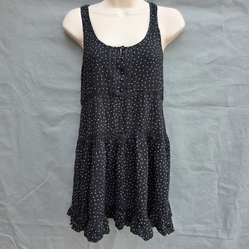 Anthropologie E by Eloise Black White Star Swing Top Tunic Dress Lace Size XS